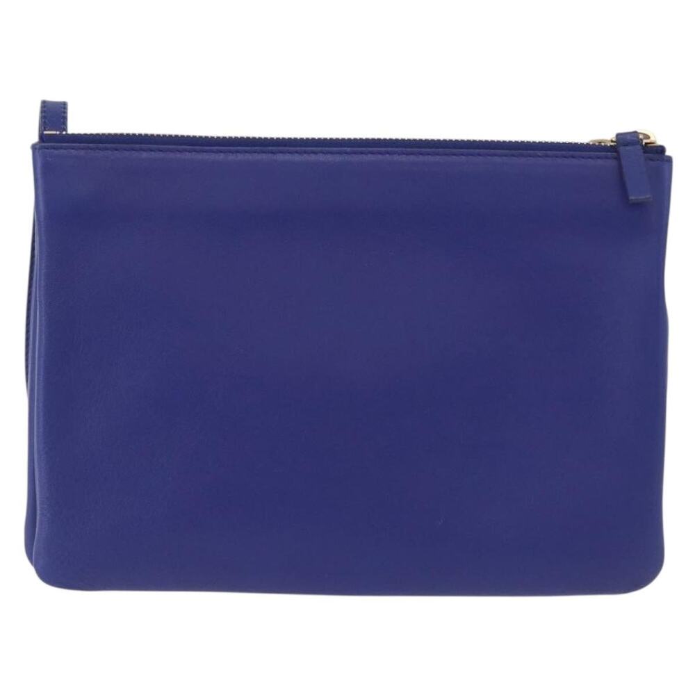 Celine Leather Trio Large Shoulder Bag Blue
